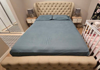 Classic Modern design Soft Fabric queen bed