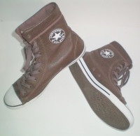 Converse Brown Leather Slim High Tops Womes Size 9.5
