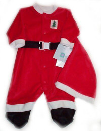 LITTLE ME Santa Suit - Red Velour - Baby 3 mos - NEW