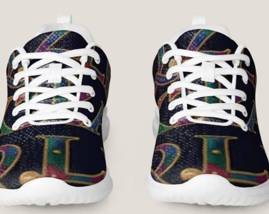 XZAQLI "Jeweled Script" Premium Men's Sneakers (Navy Blue) in Men's Shoes in Oshawa / Durham Region - Image 2