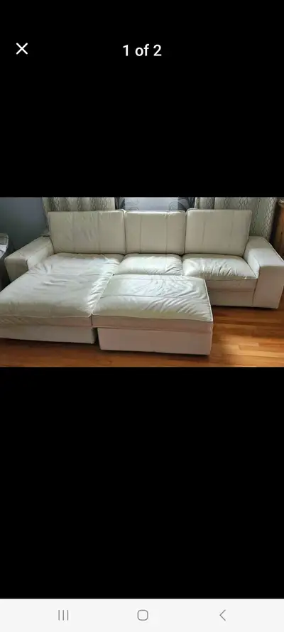 Kivic white leather sectional couch, View more