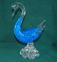 Blown Glass Swan 9.5" Tall