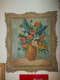 Andre Le Jong listed artist vintage 1940s oil on board 20" by 24