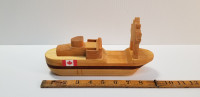 Toy wooden boat freight ship 5 different woods Lunenburg c2017