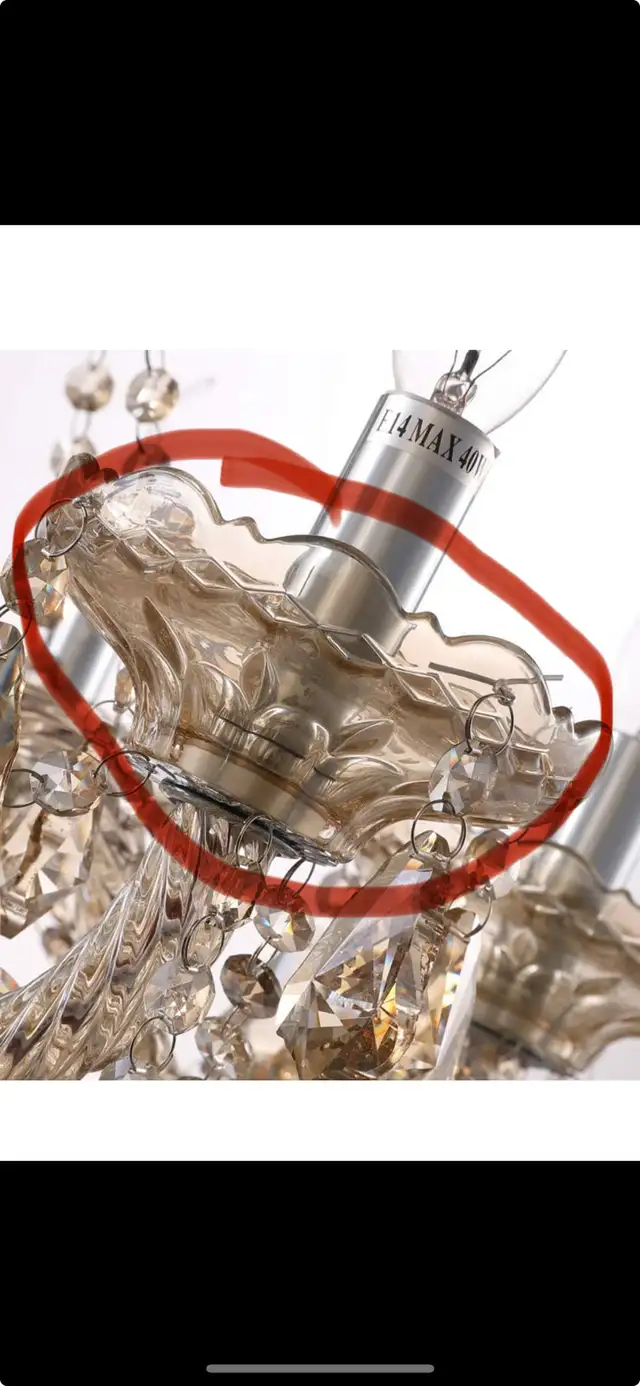 LED E12 LED 3 Brightness Cognac Color Crystal Candle Chandelier  in Indoor Lighting & Fans in Hamilton - Image 3