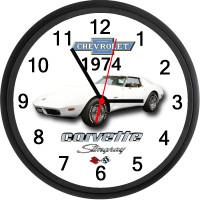 1974 Chevrolet Corvette Stingray (Classic White) Custom Clock