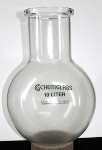 CHEMGLASS 10 Liter Coated Rotary Evaporator Glass Flask - 150 mm