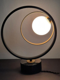 Modernist Table Lamp with Marble Base Circular Frame