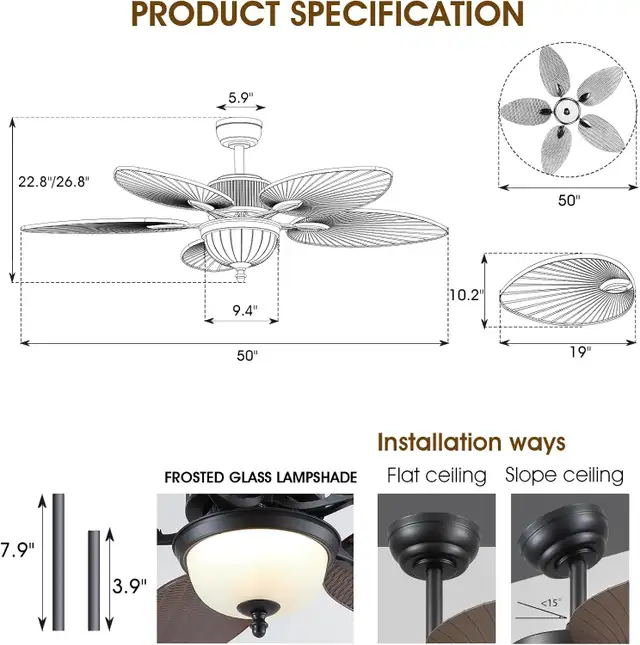 NEW 50 Inch Ceiling Fan with Light Remote/APP Control 6 Speed in Indoor Lighting & Fans in Mississauga / Peel Region - Image 10