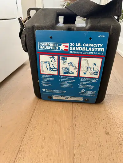 Campbell Hausfeld 30 lb capacity sandblaster. Requires a 3 HP or larger air compressor. Works great,...