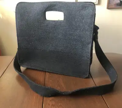 Charcoal Felt Messenger Bag Purse Shoulder Cross Body, View more