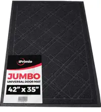 SlipToGrip Universal Door Mat, Plaid Design - Black, 42 x 35 - 