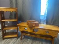 Matching pine bench and shelf