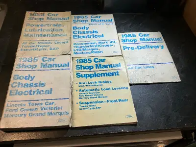 1985 Ford Car Shop Manual 5 Volume Set for Lincoln Mark VII, Continental, Town Car, Thunderbird, Cou...