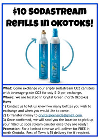 $10 sodastream refills/exchanges in Okotoks