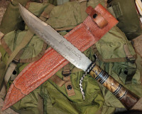 Hand Forged Damascus "Ziboon" Bowie Knife Patterned Steel