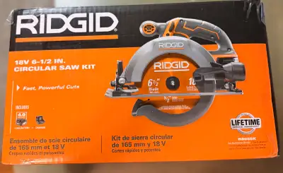 RIDGID 18V Cordless 6 1/2” Circular Saw Kit w/ 4 Ah Battery, View more