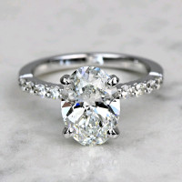 2.50 Carat Lab Created Oval Diamond Delicate Shared-Prong  Ring
