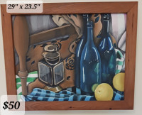 PAINTING:Framed painting (offers?) 29 inches wide by 23.5 high A
