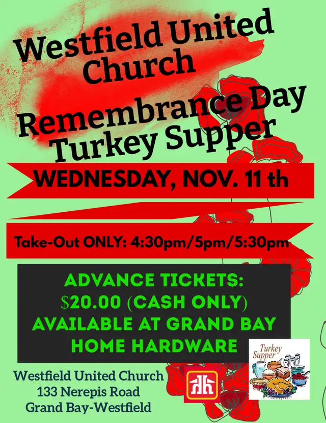 REMEMBRANCE DAY TURKEY SUPPER – WESTFIELD UNITED CHURCH