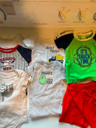 Boys size 3 mths rash guard, s/s onesies and 1 short, View more