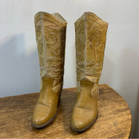 80s retro  cowboy leather boots (femme)