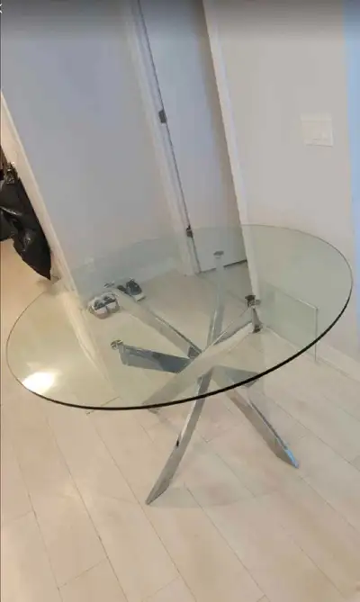 Like New Round Glass Dining Table, View more