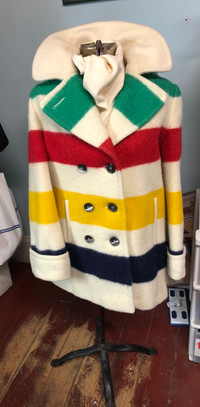 Ladies vintage Hudson Bay blanket coat.          