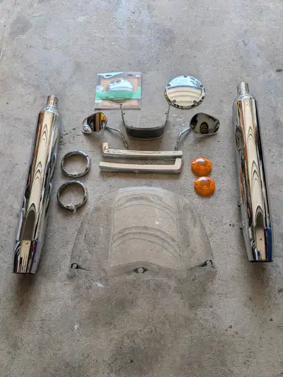 *If the ad is up it's available* Stock Harley Davidson pipes, tour pak chrome covers, lower front fa...