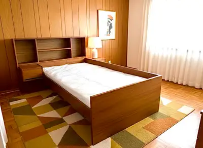 Danish teak MCM Twin Bed with Bookshelf, View more
