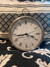 Pottery Barn “ Pocket Watch “ style Silver Wall Clock
