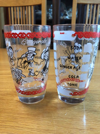 2 MCM Cocktail Mixer Shaker Glasses With People, Liquors & Mixer