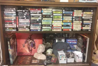 Half ShowCase of 8=Track, Cassette Tapes Rock, Country, Comedy, ...etc If Ad is online, item is stil...