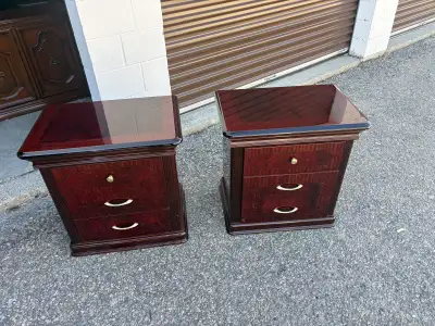 Free delivery used Pair of Mahogany Finish Bedside Tables, View more