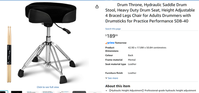 Hydraulic Drum Throne - Heavy Duty Saddle Seat, Adjustable Heigh in Drums & Percussion in Oshawa / Durham Region - Image 9
