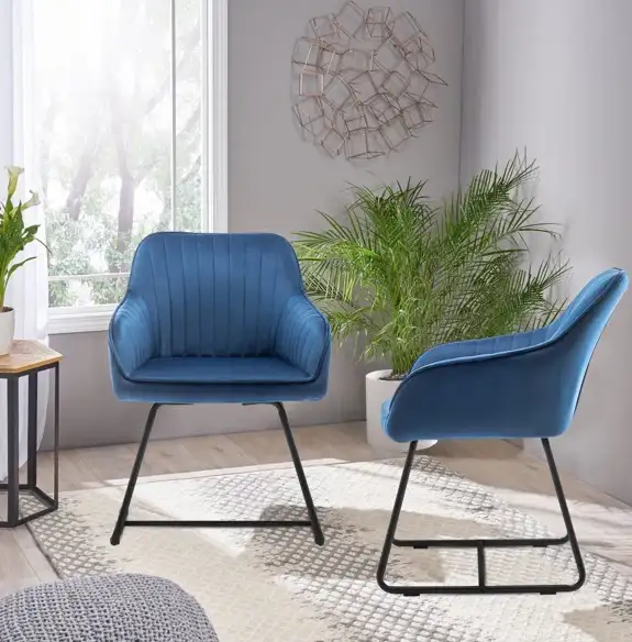 Fauteuils Bleu Velvet (lot de 2) in Chairs & Recliners in City of Montréal - Image 4