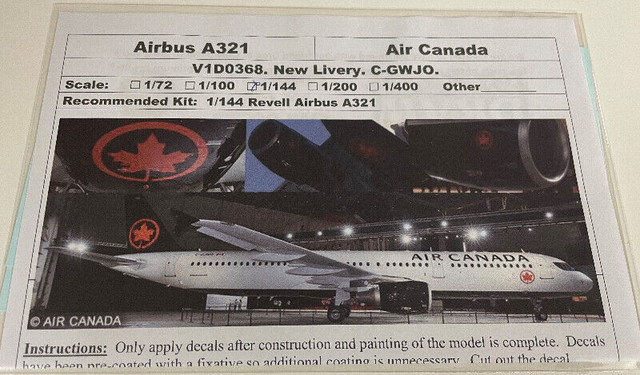 V1 Decals 1/144 Airbus A321 Air Canada decal in Toys & Games in Burnaby/New Westminster