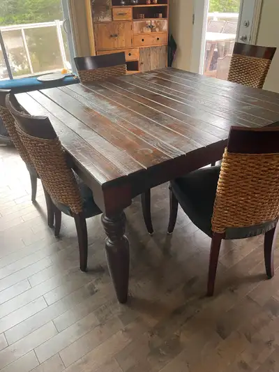 Solid Wood Dining Table Set with 6 Chairs – Rustic Style, View more