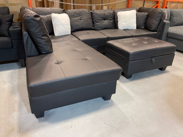 New faux leather sectional with storage it free shipping in gta in Couches & Futons in City of Toronto - Image 4