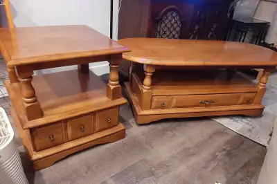 solid wood coffee table and side table, View more