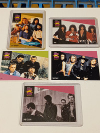 Classic Rock Trading Cards KISS,ZEPPELIN,CLASH,U2,The Cult Lot 5