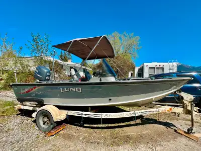 Lund Angler 1700ss 90hp Yamaha 4stroke only 578 hrs freshwater use with digital gauges 4hp Honda 4st...