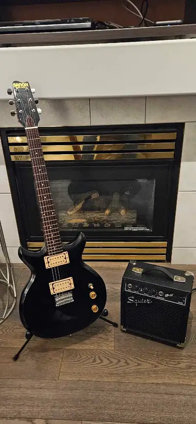 I have a made in Japan Sanox Sound Creator Guitar with a Squier SP-10 10 Watt amp. Nice little doubl...
