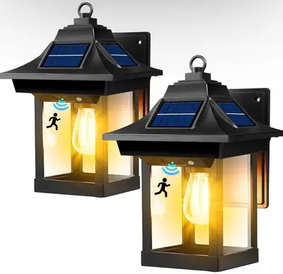 2-Pack Solar Wall Lights Outdoor Motion Sensor Waterproof Porch , View more