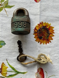 Old Brass 999 Padlock with Key
