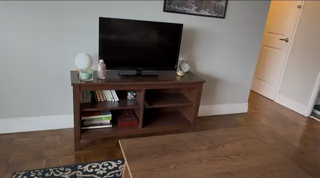 TV (approx. 40-inch) with IKEA TV Bench and Chromecast