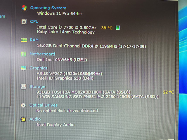 Desktop Dell | Intel I7 | HDD 1 Tb + SSD 120 Gb | 16 Gb RAM DDR4 dans Ordinateurs de bureau  à Laval/Rive Nord - Image 2