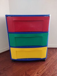 MULTI COLOUR 3 DRAWER ORGANIZER WITH WHEELS