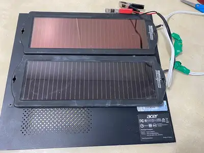 WILL SLOWLY CHARGE 12 VOLT BATTERIES INDOOR OR OUTOOR. FOR INDOOR, JUST PUT IN WINDOW FACING TOWARDS...