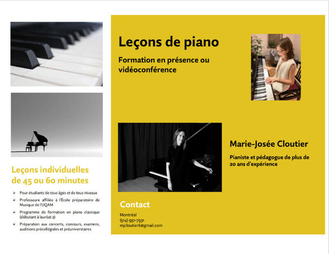 COURS DE PIANO | Cours de musique | Ville de Montréal | Kijiji
